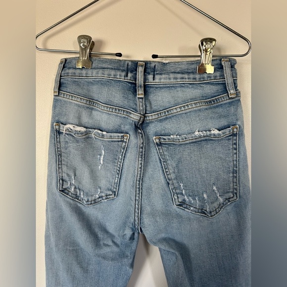 Agolde Sophie Crop in Outsider Denim Blue Jeans Distressed Size 23 - Picture 7 of 9
